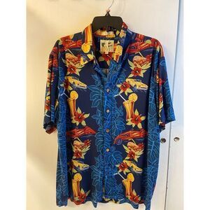 M.E. Sport 100 Rayon Hawaiian Button Shirt Xl cruise cars Xl Korea 40330